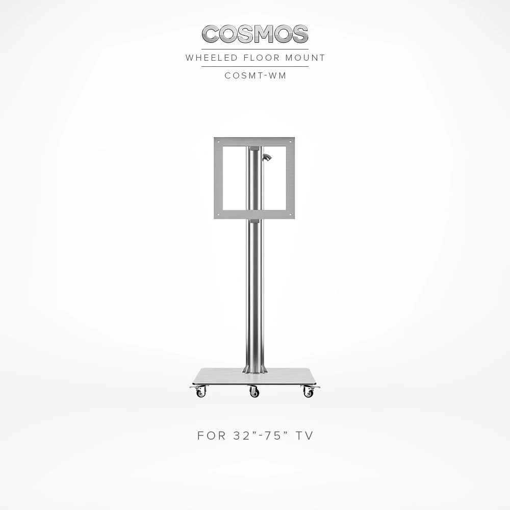 Premium wheeled stainless steel mount for Cosmos Outdoor TV shown in Kitchener.