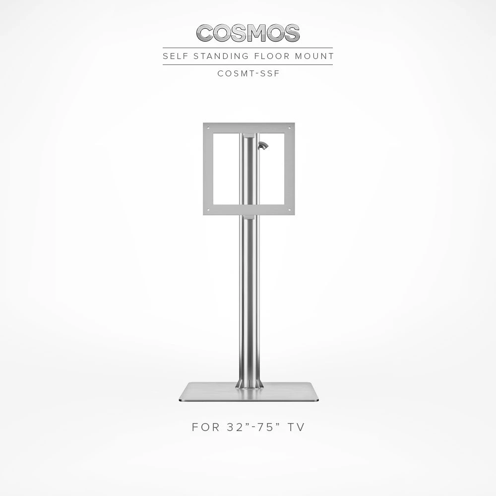 Showcasing stainless steel self-standing mount for Cosmos Outdoor TV in Toronto.